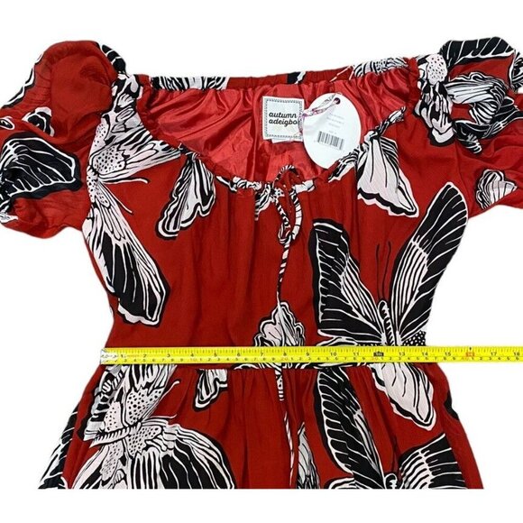 Autumn Adeigbo Fleur Sz 4 Dress Red Black Georgette Butterfly Designer Luxury - Picture 10 of 12